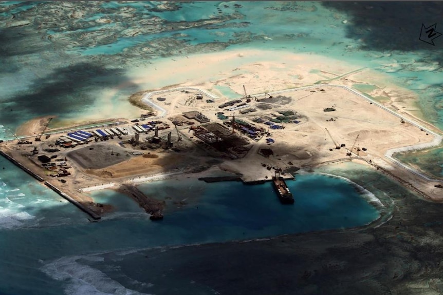 Satellite image of Chinese development on island in Cuarteron Reef