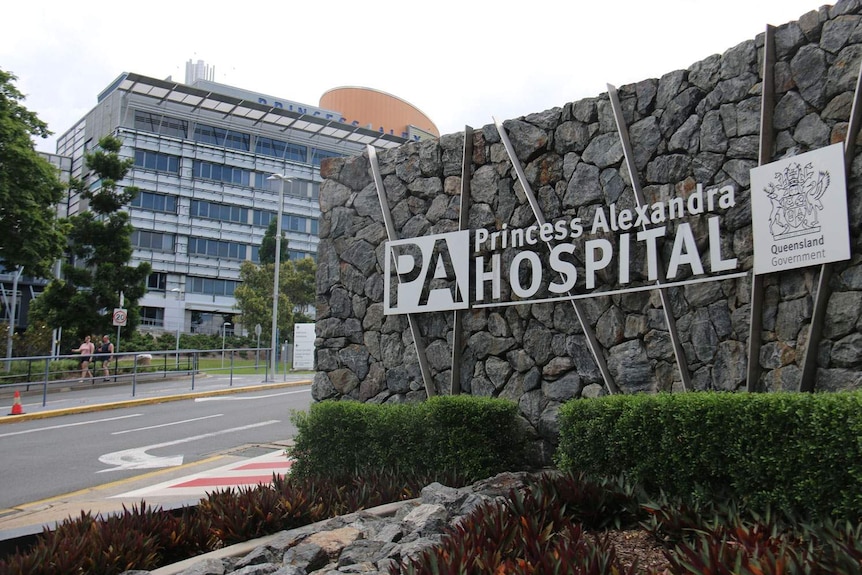 Sign and main driveway of Princess Alexandra Hospital in Brisbane