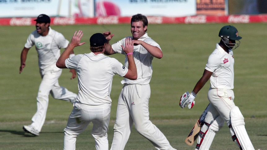 Doug Bracewell's five-wicket haul on debut sent Zimbabwe crashing in the final session of the one-off Test match.