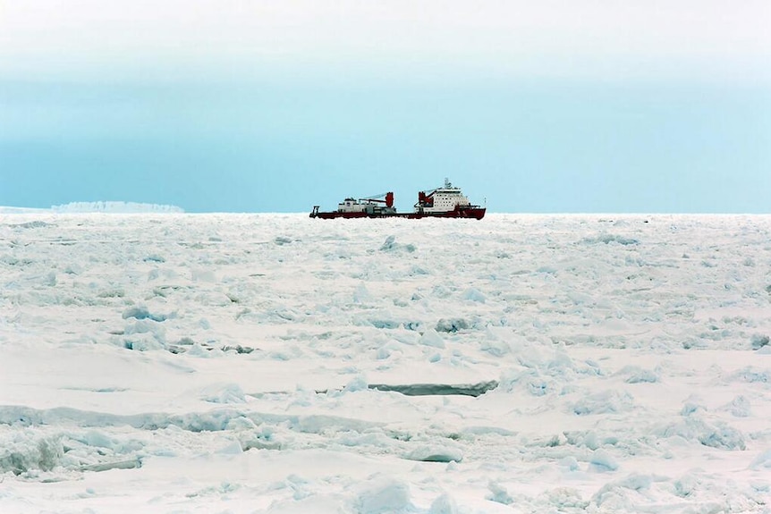 Chinese icebreaker as seen from deck of Aurora Australis