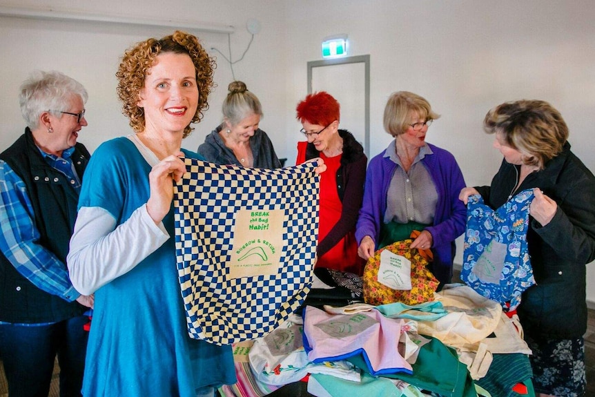 The Denmark Plastic Reduction Group meet to make plastic-free shopping bags.