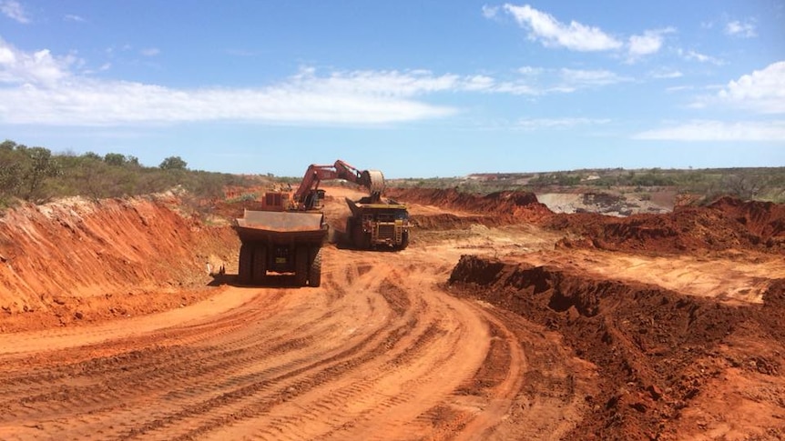 Trucks at the Bootu Creek mine in the Northern Territory.