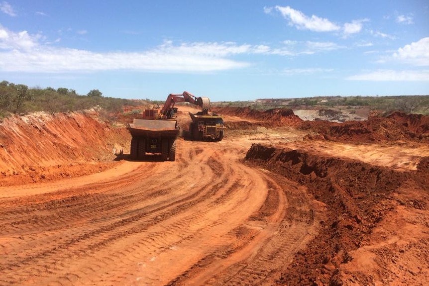 Trucks at the Bootu Creek mine in the Northern Territory.