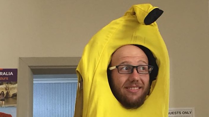 A man dressed as a banana