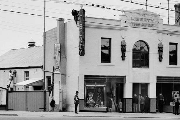 A historic photo of the Liberty Theatre in North Hobart