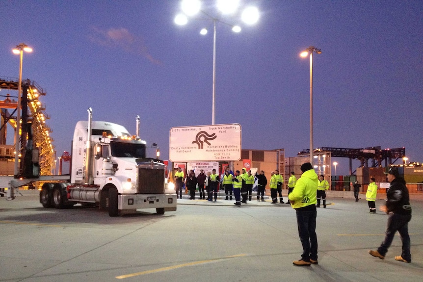 Truck at Hutchison wharf at Port Botany