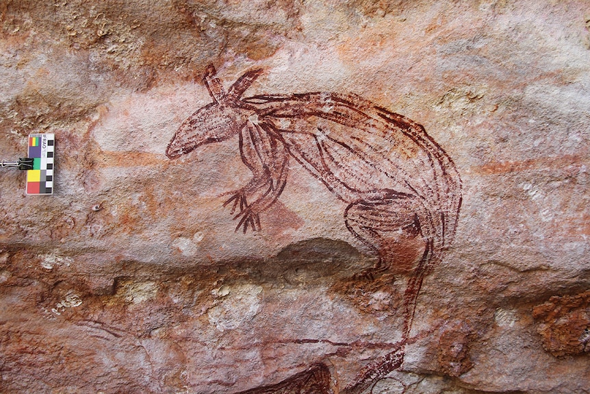 Rock painting of kangaroo in Maliwawa style