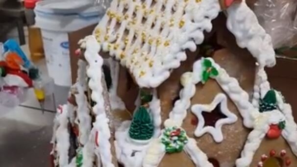 Giant gingerbread house for Christmas charity lunch in Hobart.