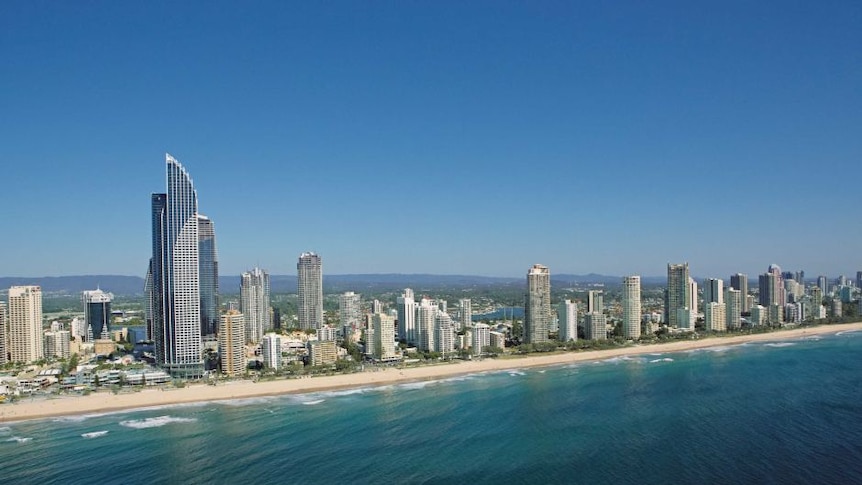 Looking at Gold Coast high-rise buildings from the sea