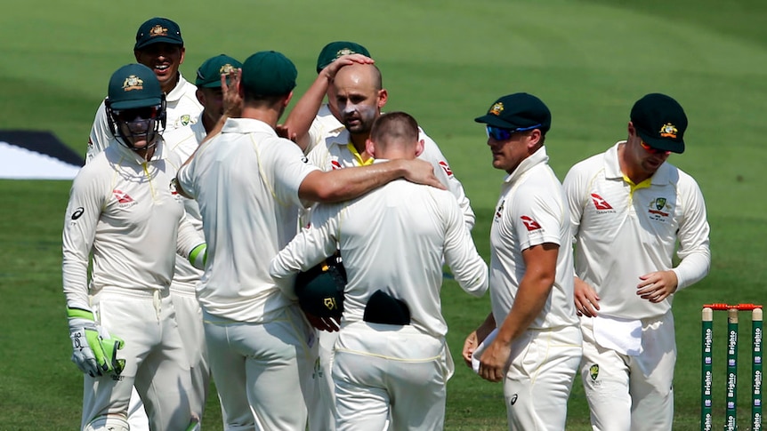 Nathan Lyon dismissed four batsmen in only six deliveries on the first day of the second Test.