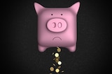 Graphic of a savings piggy bank loosing money.