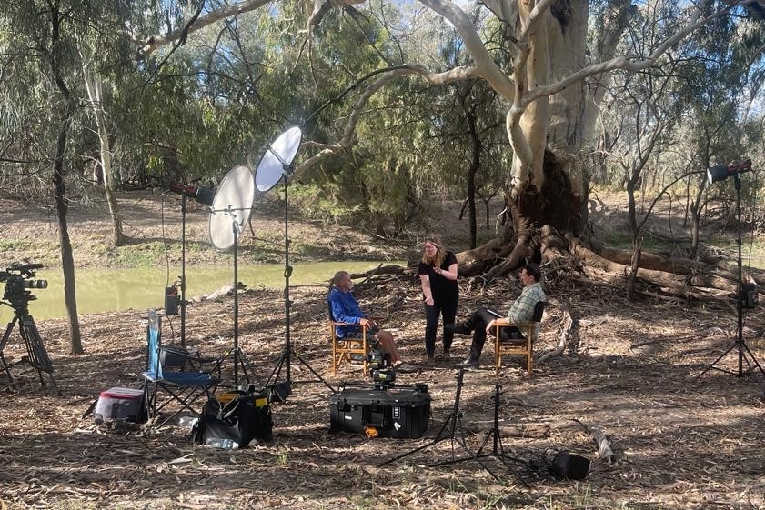 Dan Bourchier interviewing Fred Hooper with Steph Boltje