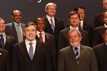 Kevin Rudd, with world leaders, at G20 summit (Getty Images: Peter Macdiarmid)