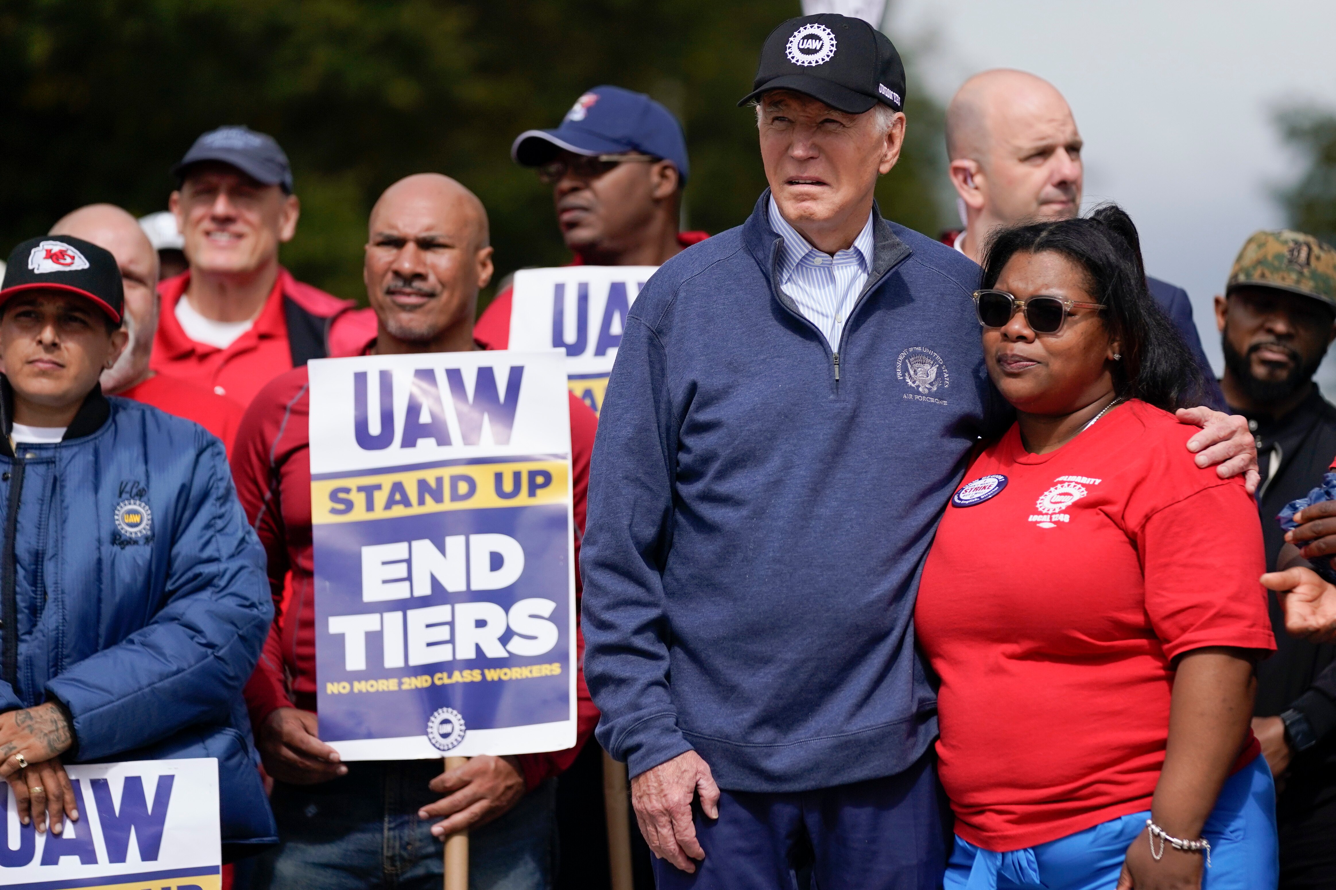 US President Joe Biden urges striking car workers to 'stick with it' in ...