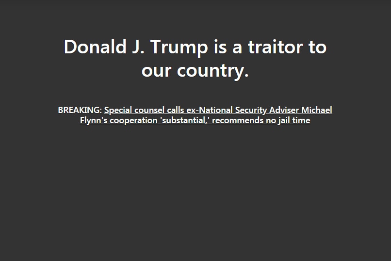 Rudy Giuliani's tweet linking out to a site calling Donald J Trump a "traitor to our country"