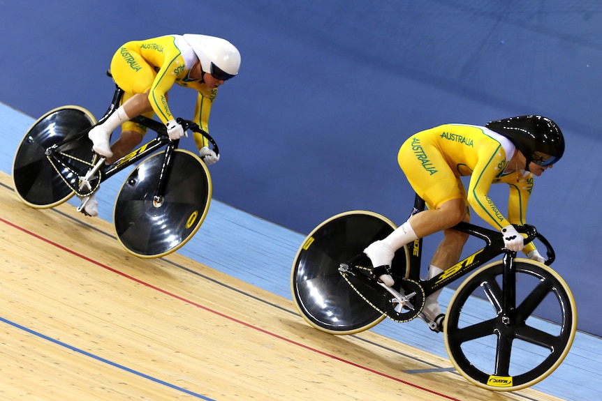 Anna Meares and Kaarle McCulloch in the team sprint