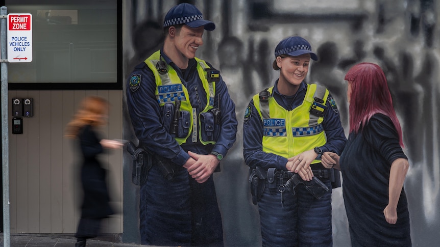 A mural of SA Police officers.