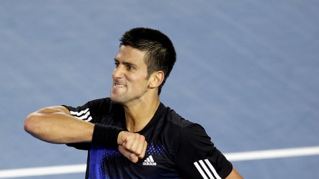 Major upset... Novak Djokovic will meet unseeded Frenchman Jo-Wilfried Tsonga in Sunday's Open final