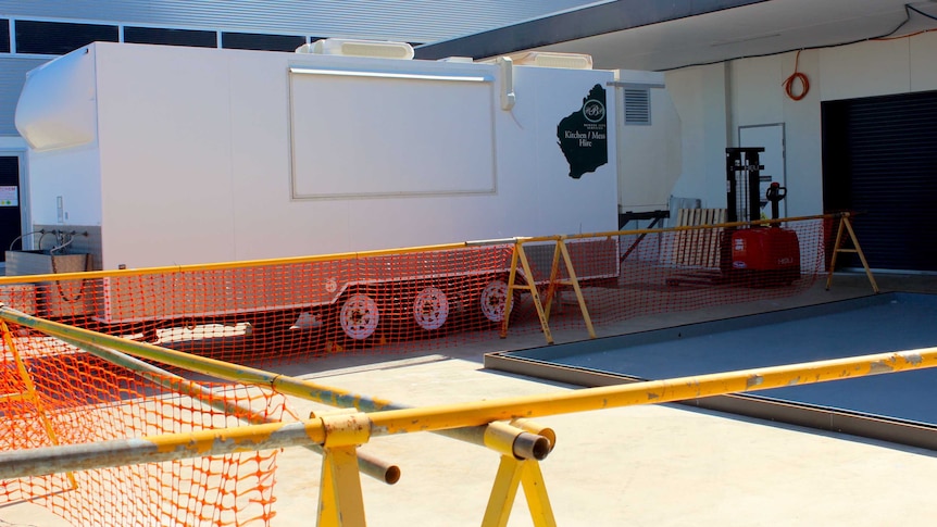 A temporary food truck outside Busselton Health Campus in Western Australia.