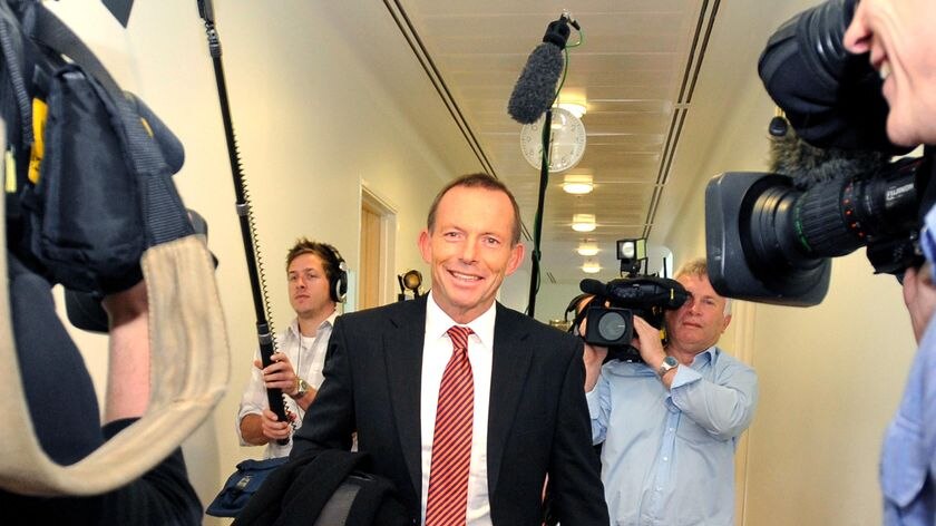 Tony Abbott tours the press gallery