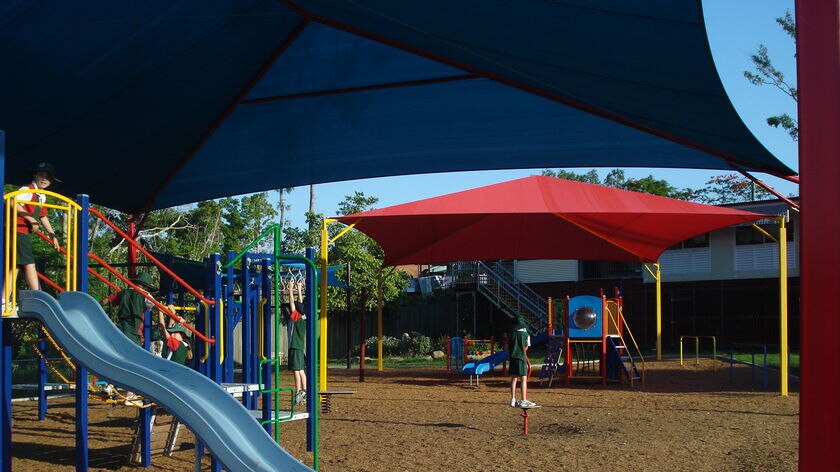 The Gap State High's new playground after storm damaged the school in November 2008