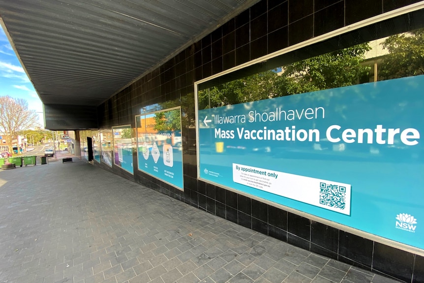 A department store building in a mall that has been turned into a vaccination hub.