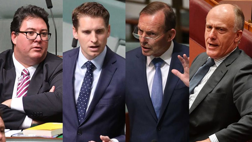 George Christensen, Andrew Hastie, Tony Abbott and Eric Abetz.