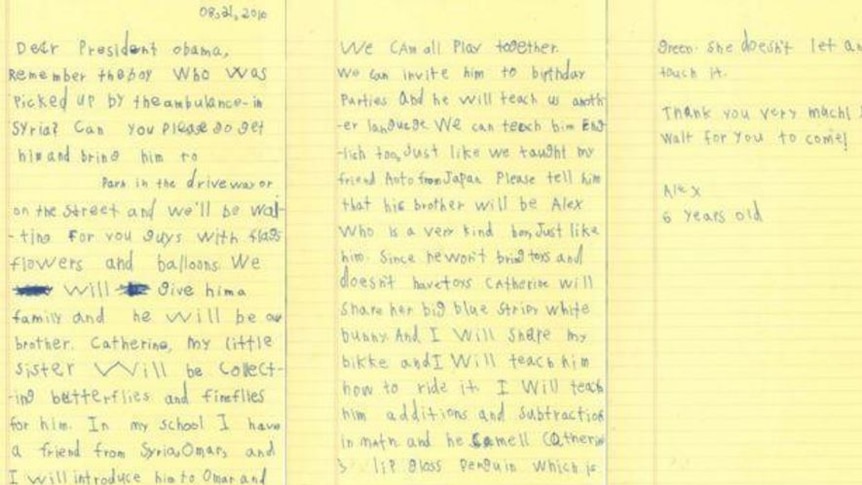 6-year-old praised for letter to Obama offering refuge to Syrian boy