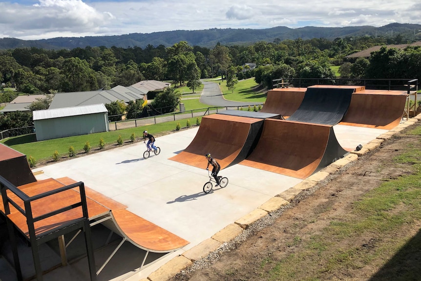 Freestyle BMX park built in the backyard of professional rider Logan Martin on the Gold Coast.