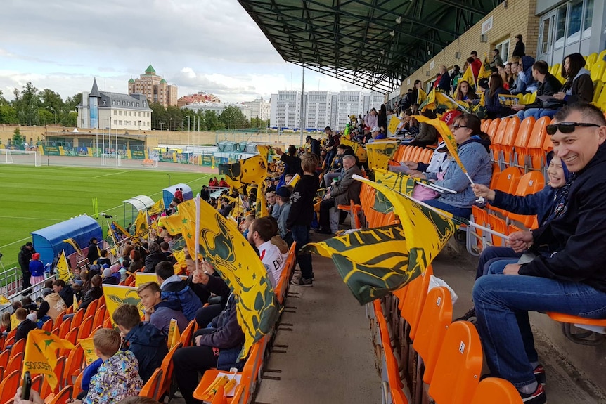 Russian fans watch Socceroos at training