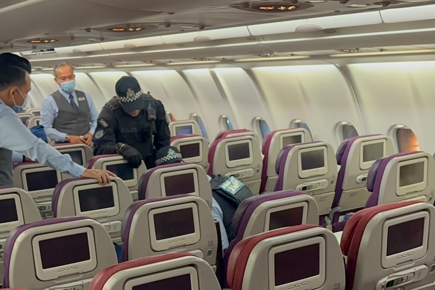 police on a plane after an incident