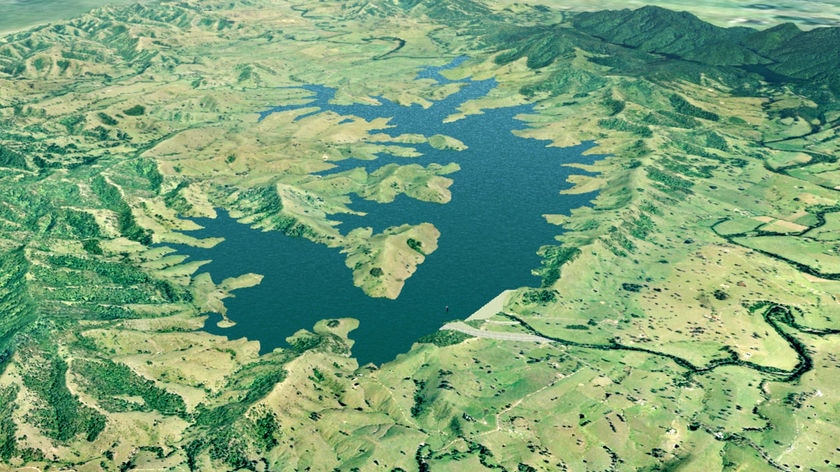 A photo representation of the failed Tillegra Dam in the Hunter.
