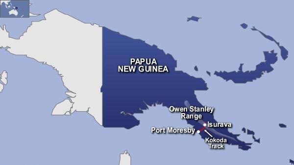 Map of Papua New Guinea plane crash site - near Kokoda Track