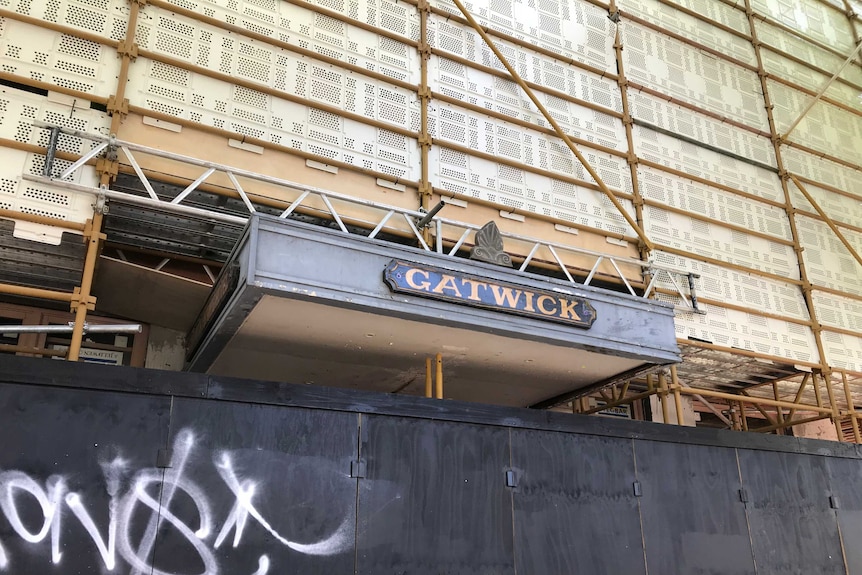 Exterior of the Gatwick hotel which is covered for renovations.