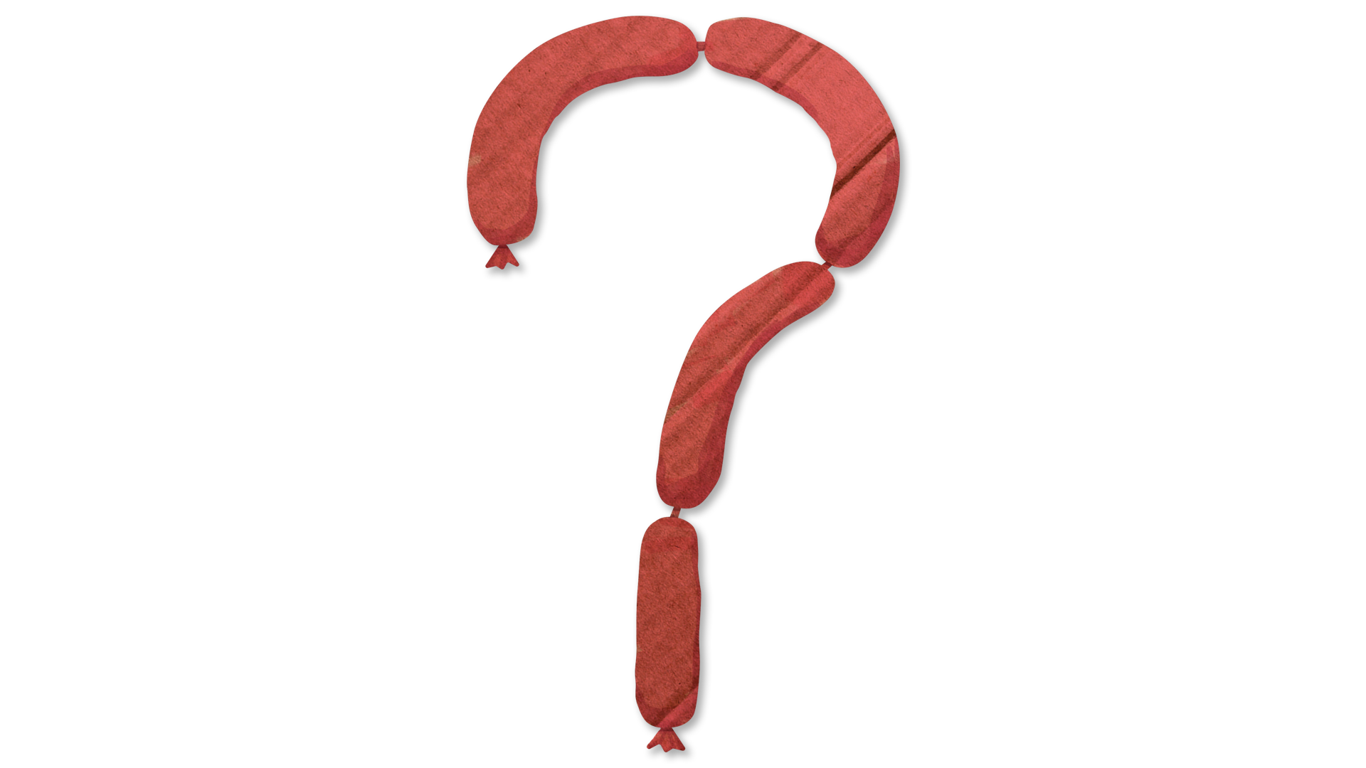 An illustration of a number of linked sausages forming the shape of a question mark.