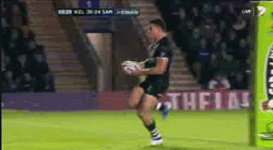SBW slips as he attempts to ground the ball, putting his foot over the dead ball line.