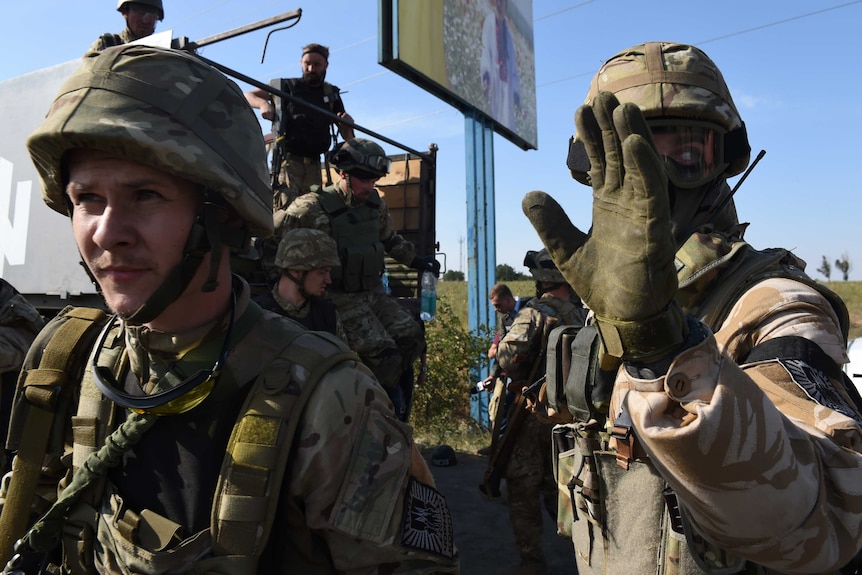 Ukrainian soldiers in Mariupol