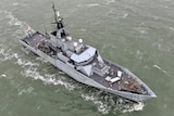 The HMS Mersey operating off the coast of Britain.