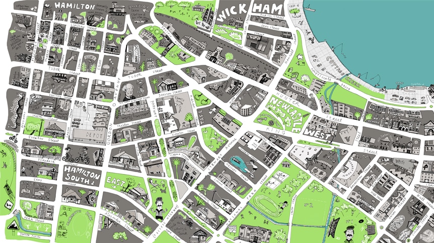 The completed colour map of Newcastle's west end.