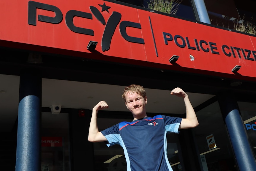 A 14-year-old power posing outside PCYC in Parramatta