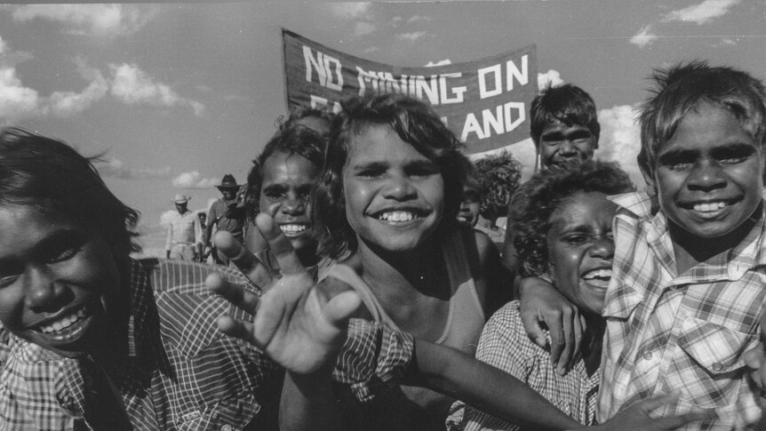 Children take part in the Kimberley Land Council march.