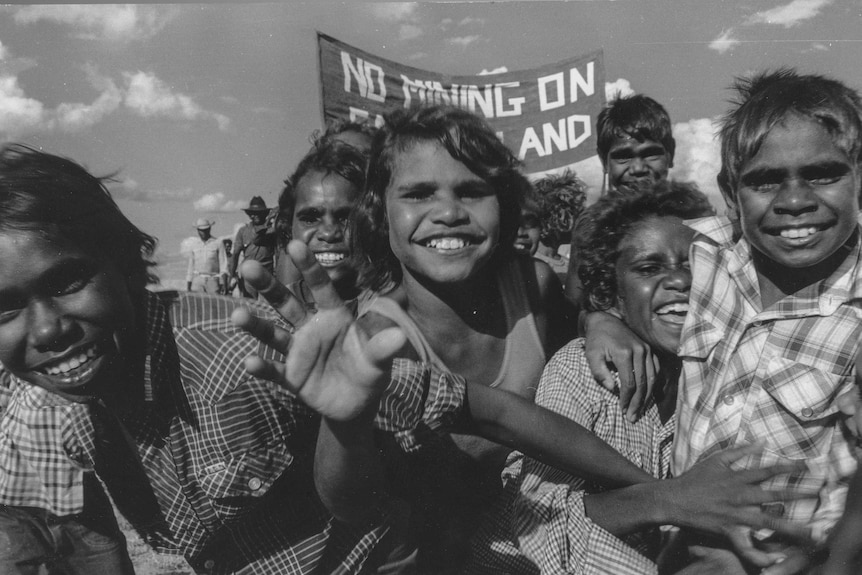 Children take part in the Kimberley Land Council march.