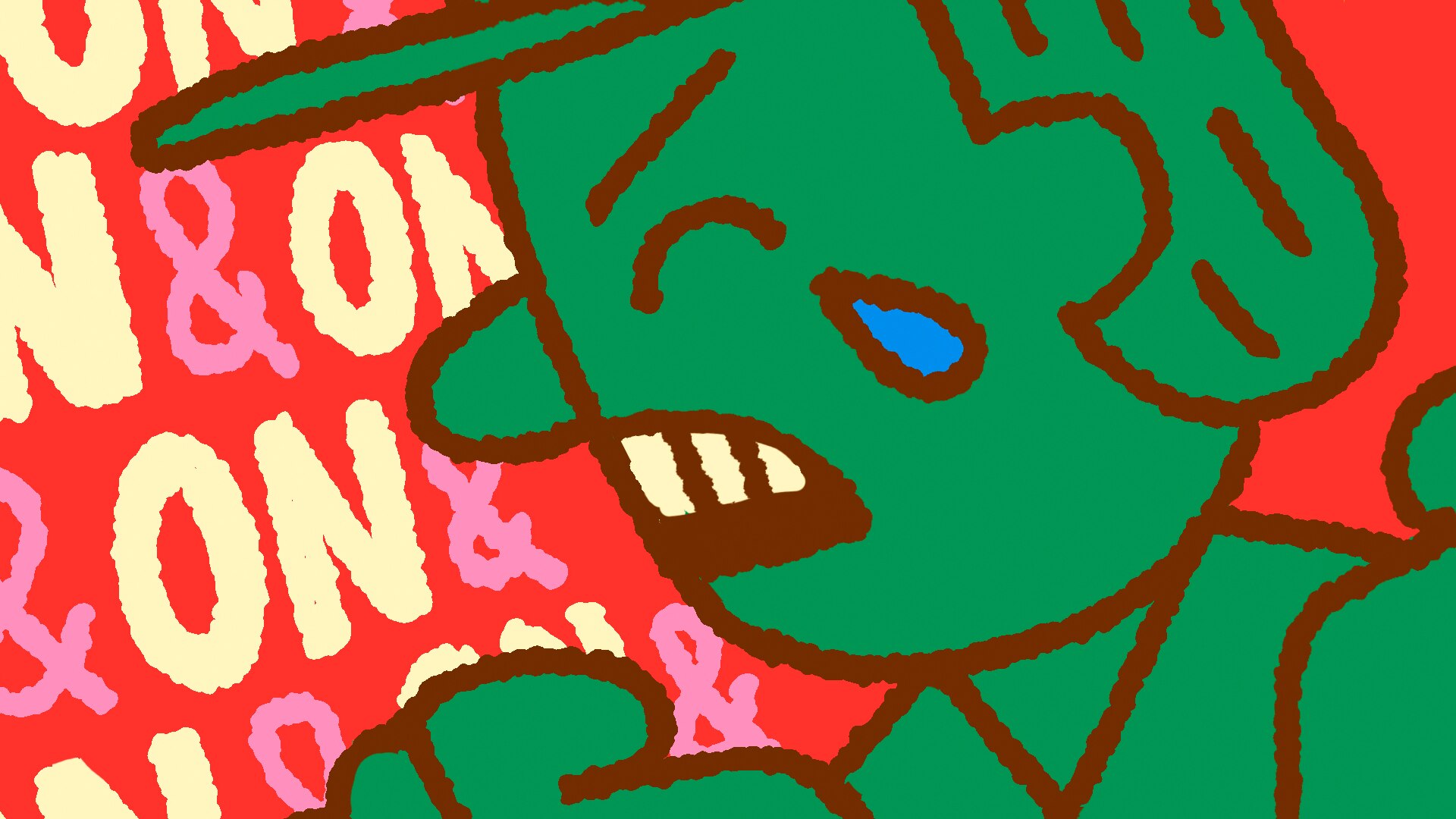 Graphic drawing of person grimmacing