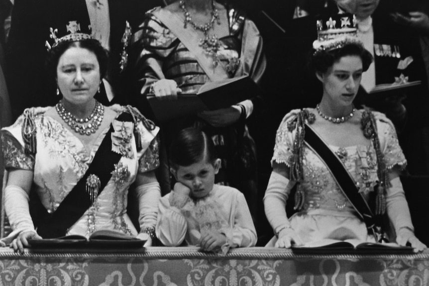Young Prince Charles with his rincess Margaret and his Grandmother, Elizabeth the Queen Mother