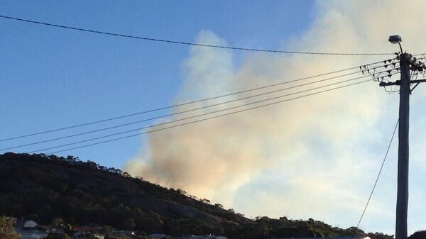 A plume of smoke fills the air above Mt Clarence in Albany, WA. April 23, 2014.
