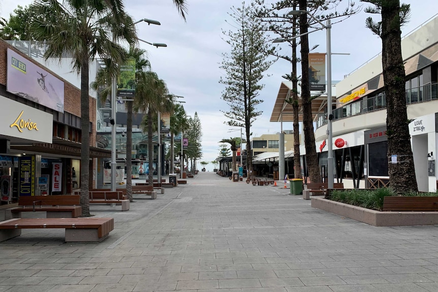 Cavill Ave deserted during Covid-19 pandemic