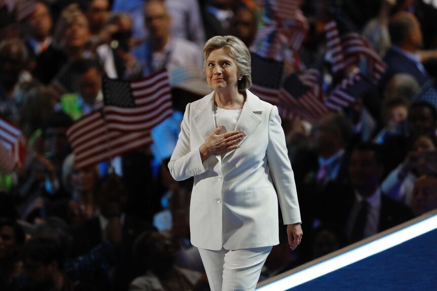 Hillary Clinton arrives to speak at the Democratic National Convention, July 29, 2016