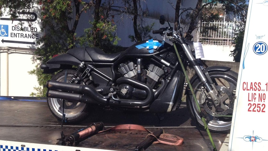 This motorcycle was seized by police in Hells Angels raids in Brisbane.