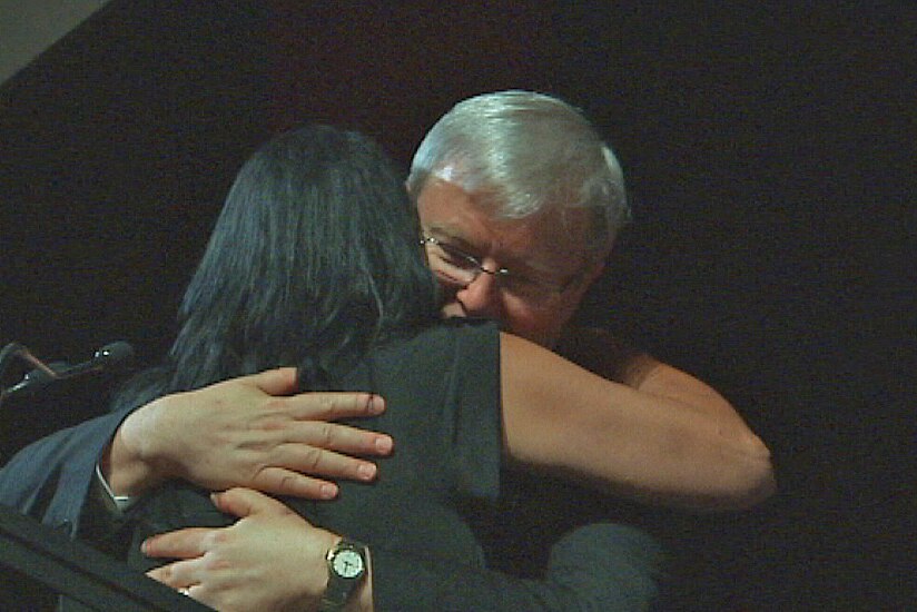 Mandy Brown sobbed and hugged Kevin Rudd