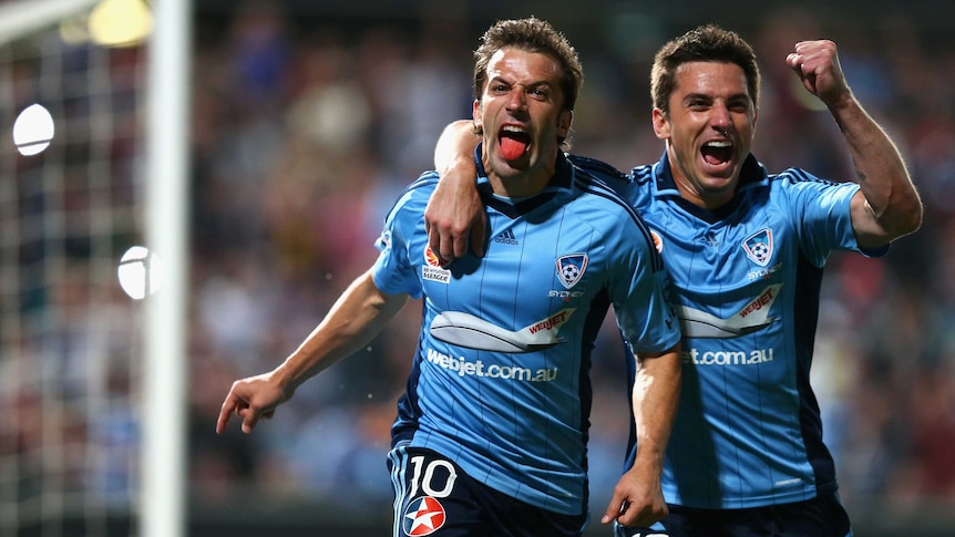 Derby delight ... Alessandro Del Piero celebrates his winner with Krunoslav Lovrek